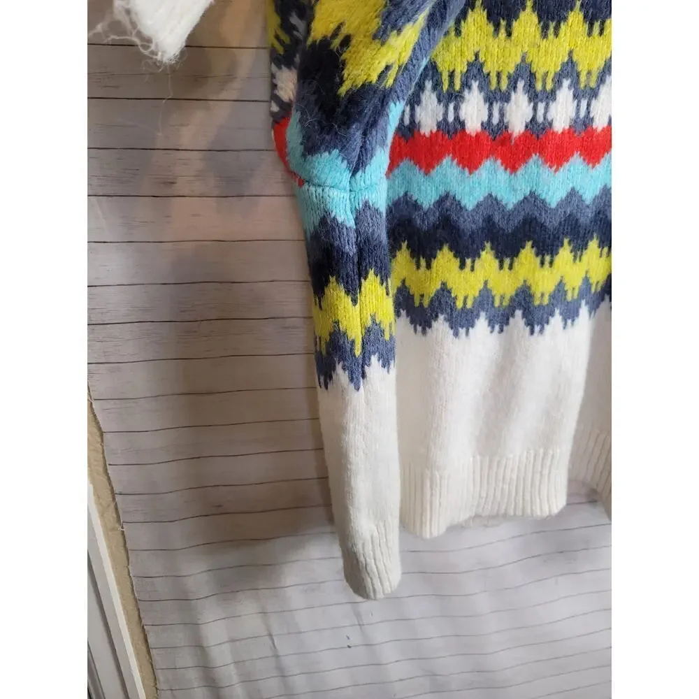 AERIE QUARTER ZIP ARGYLE SWEATER WOOL BLEND, SZ SMALL